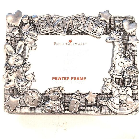 Papel Giftware "Bundles of Joy" Pewter Baby Photo Picture Frame Vintage - Picture 11 of 11